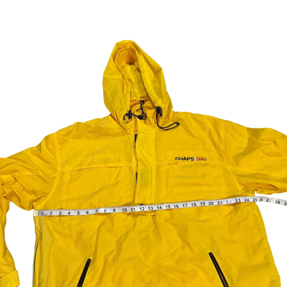 Chaps Ralph Lauren Mens Yellow Anorak Windbreaker Jacket Hooded Vintage Size M‎ - Picture 10 of 12
